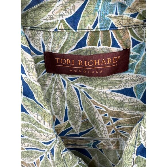 Tori Richard Shirt Mens Large Green Button Up 100% Cotton Hawaiian Tropical - Picture 2 of 8